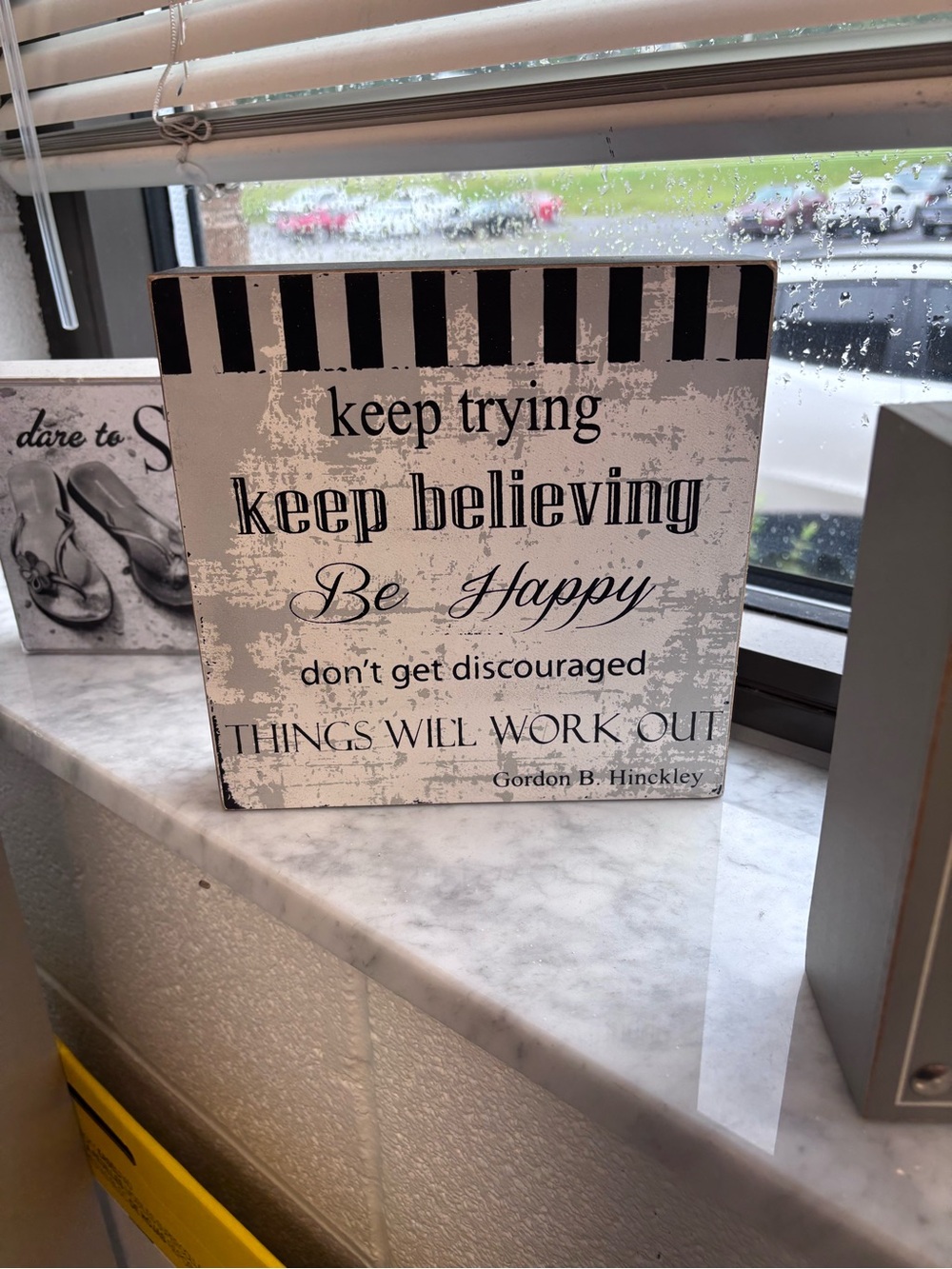 Bundle 4 - Keep Trying Keep Believing Black & White Inspirational Wall Plaque